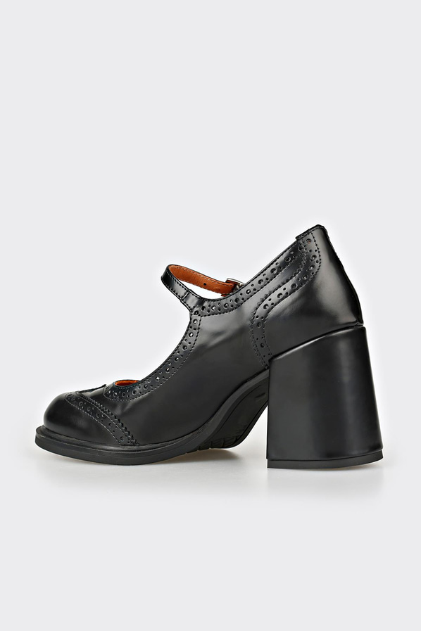 Siyah deri topuklu kadın ayakkabı - Elle Shoes