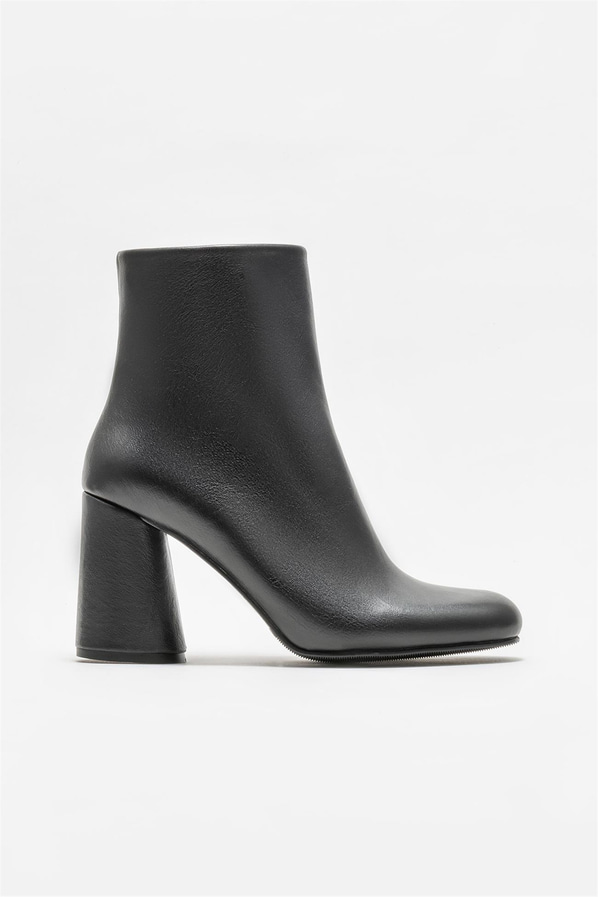 Siyah deri topuklu kadın bot - Elle Shoes