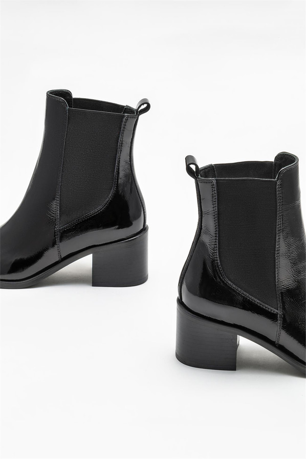Siyah deri topuklu kadın bot - Elle Shoes