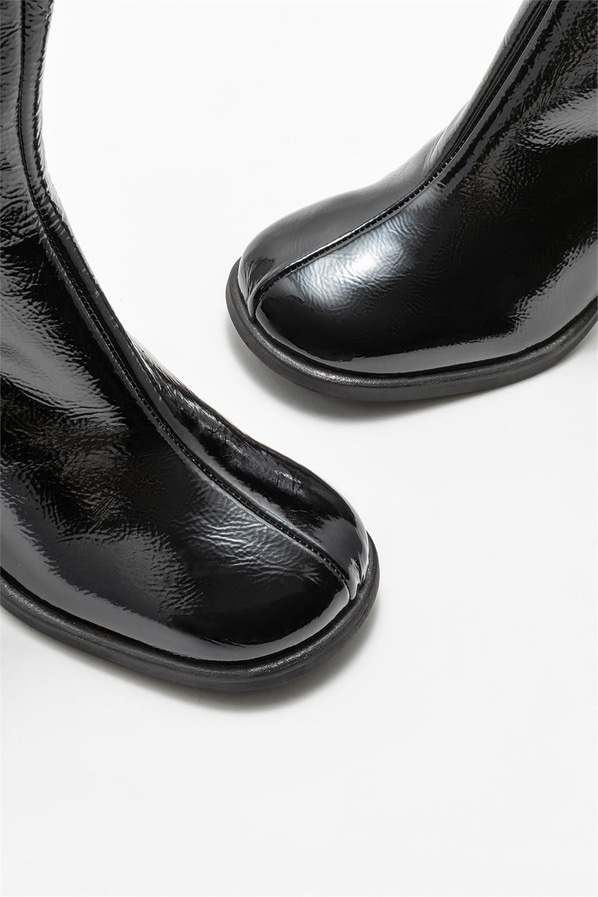 Siyah deri topuklu kadın bot - Elle Shoes