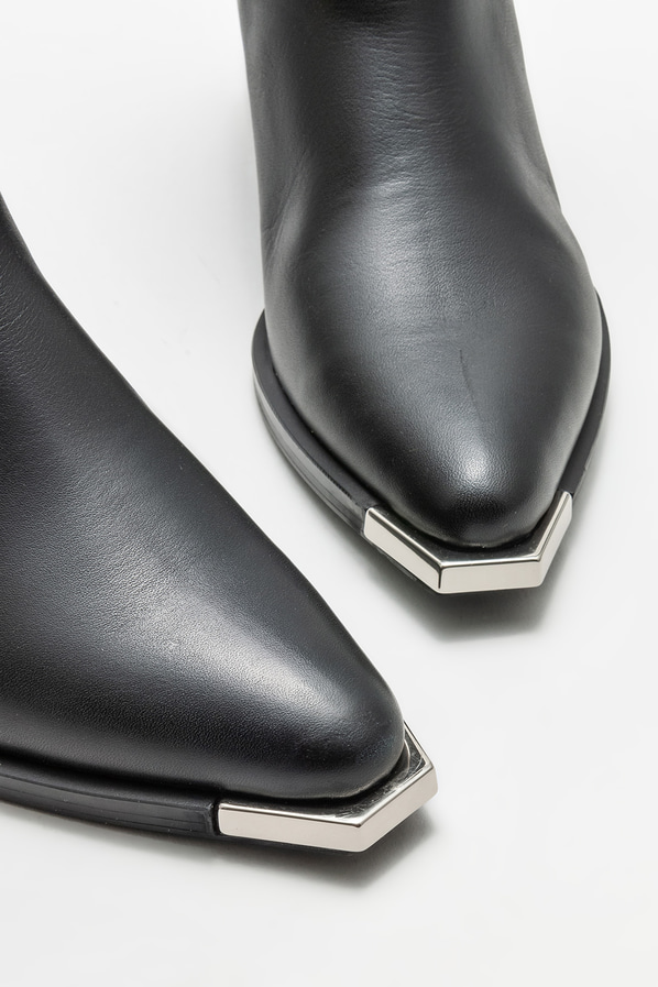 Siyah deri topuklu kadın bot - Elle Shoes