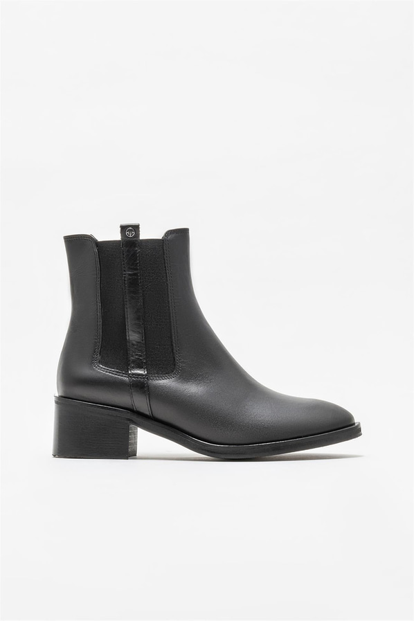 Siyah deri topuklu kadın bot - Elle Shoes