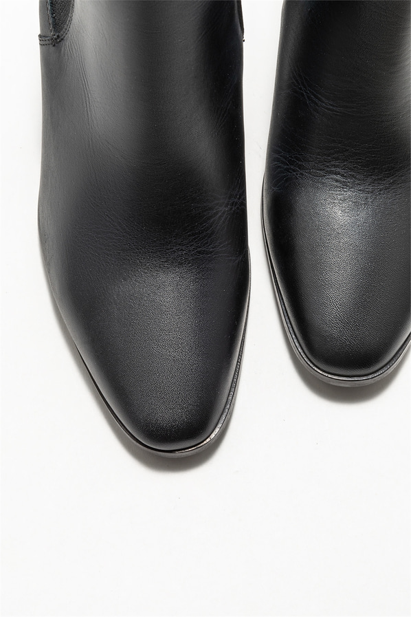 Siyah deri topuklu kadın bot - Elle Shoes