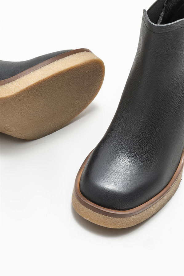 Siyah deri topuklu kadın bot - Elle Shoes