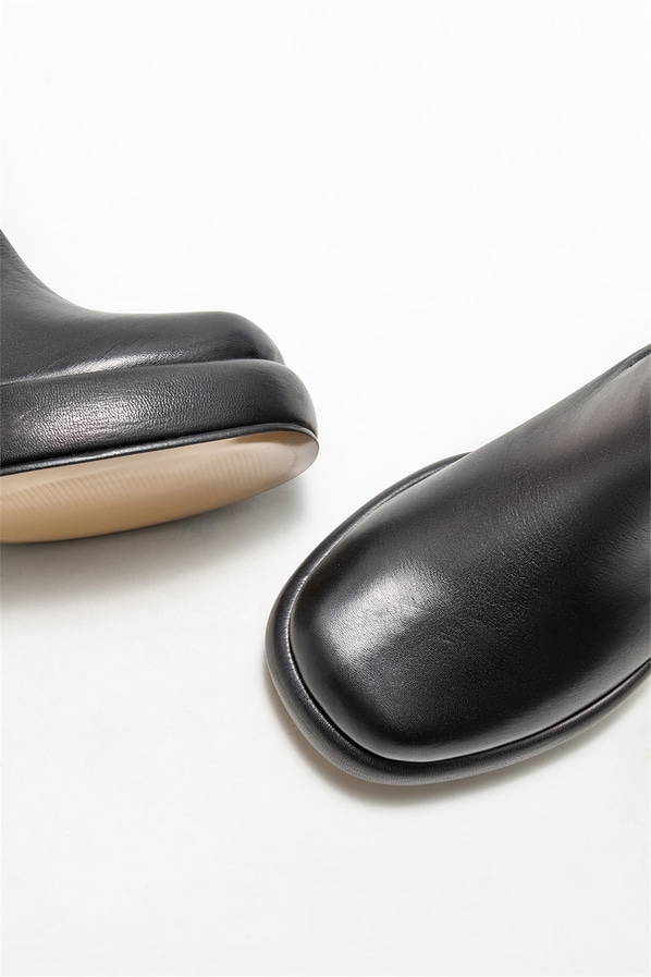Siyah deri topuklu kadın bot - Elle Shoes