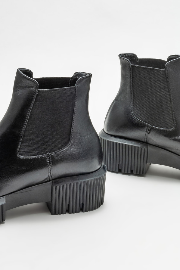 Siyah deri topuklu kadın chelsea bot - Elle Shoes