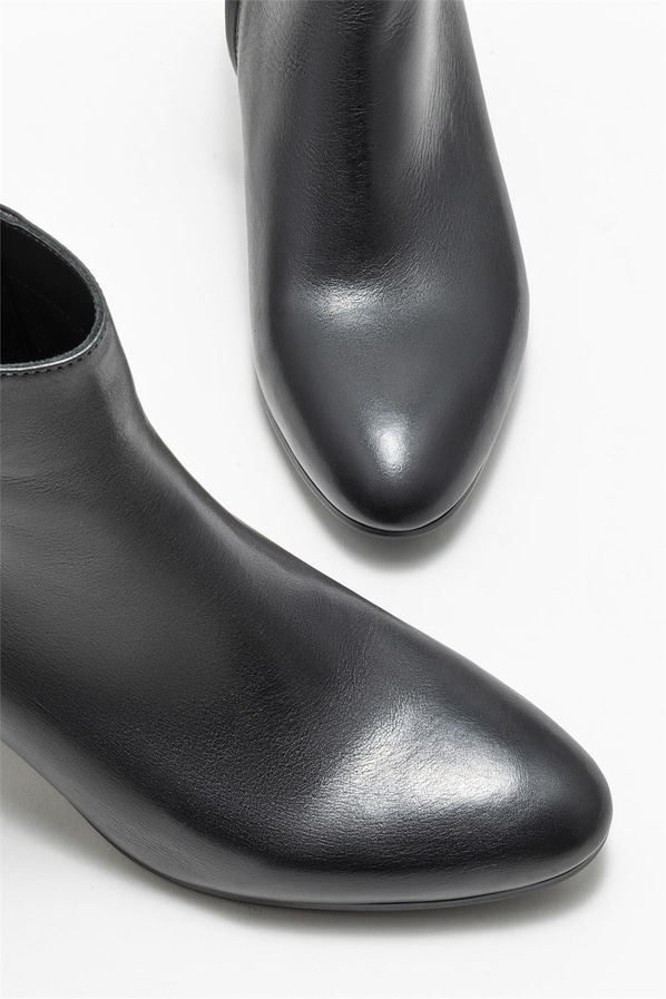 Siyah deri topuklu kadın bot - Elle Shoes