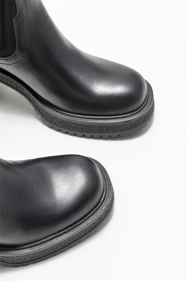 Siyah deri topuklu kadın bot - Elle Shoes