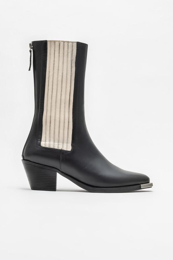 Siyah deri topuklu kadın bot - Elle Shoes
