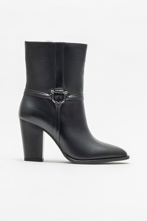 Siyah deri topuklu kadın bot - Elle Shoes