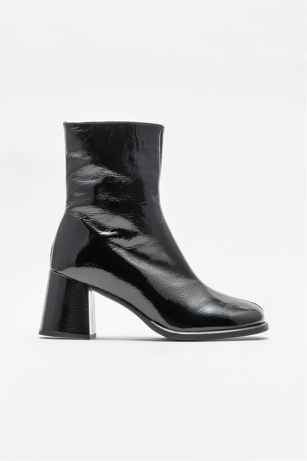 Siyah deri topuklu kadın bot - Elle Shoes