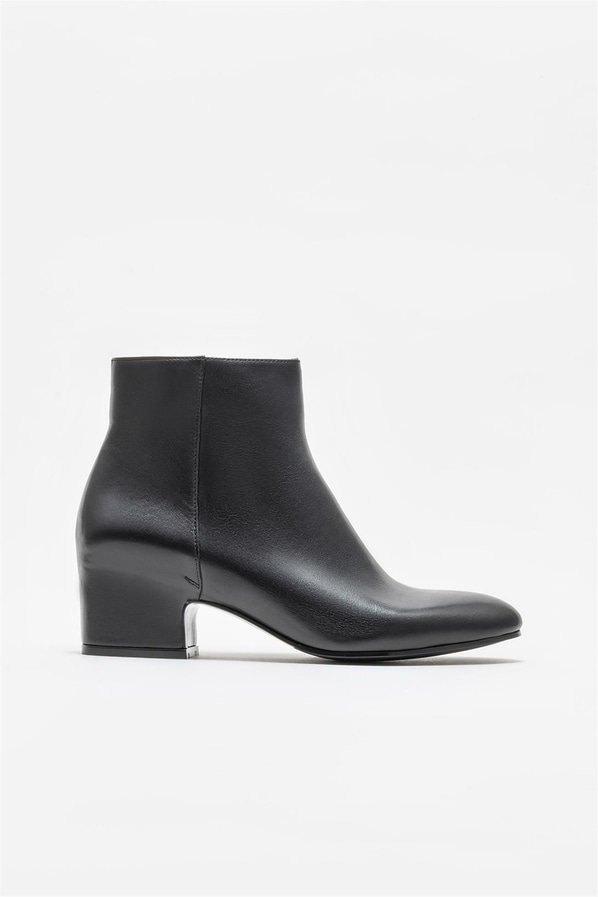 Siyah deri topuklu kadın bot - Elle Shoes