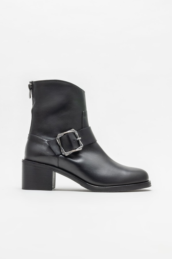 Siyah deri topuklu kadın bot - Elle Shoes