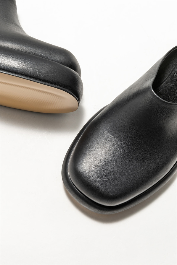 Siyah deri topuklu kadın terlik - Elle Shoes