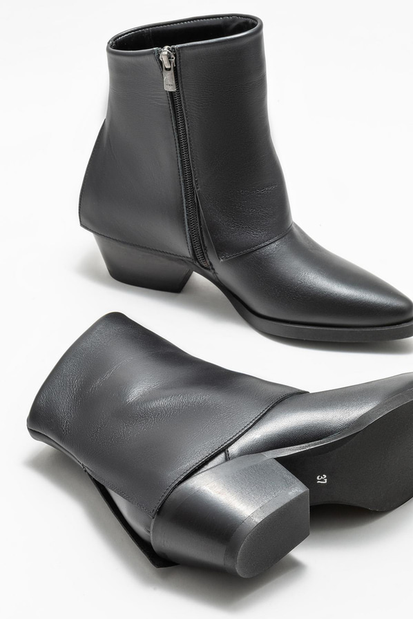 Siyah deri kadın bot - Elle Shoes