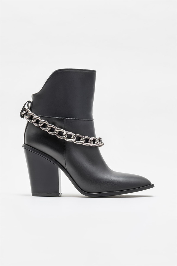 Siyah deri kadın bot - Elle Shoes