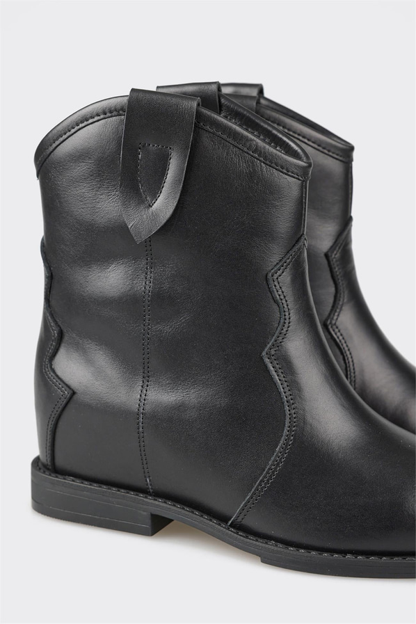 Siyah deri kadın bot - Elle Shoes