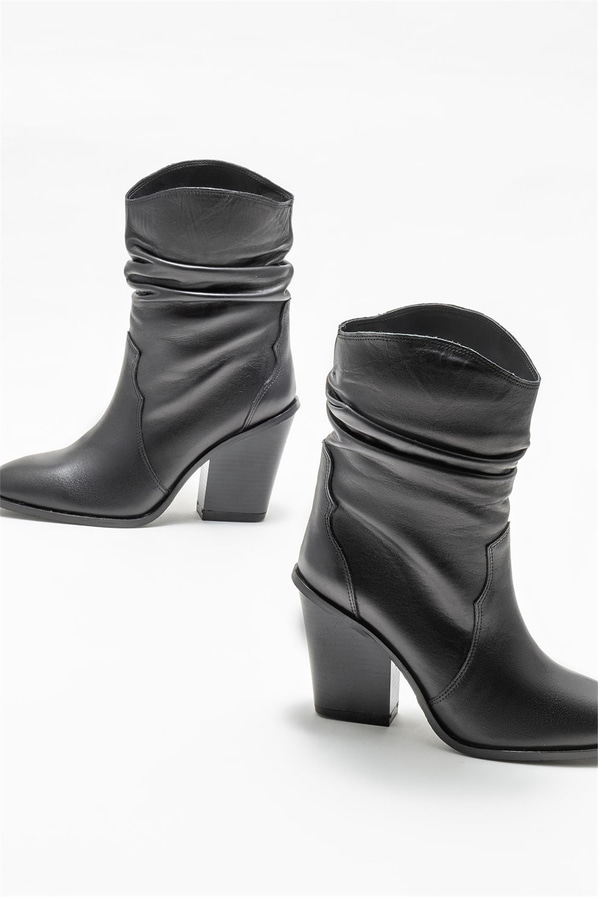 Siyah deri kadın bot - Elle Shoes