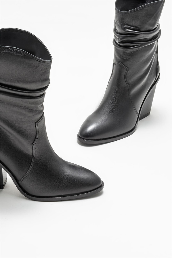Siyah deri kadın bot - Elle Shoes
