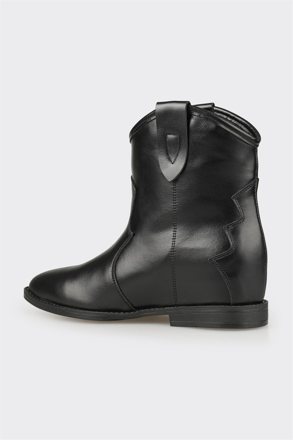 Siyah Deri Kadın Western Bot