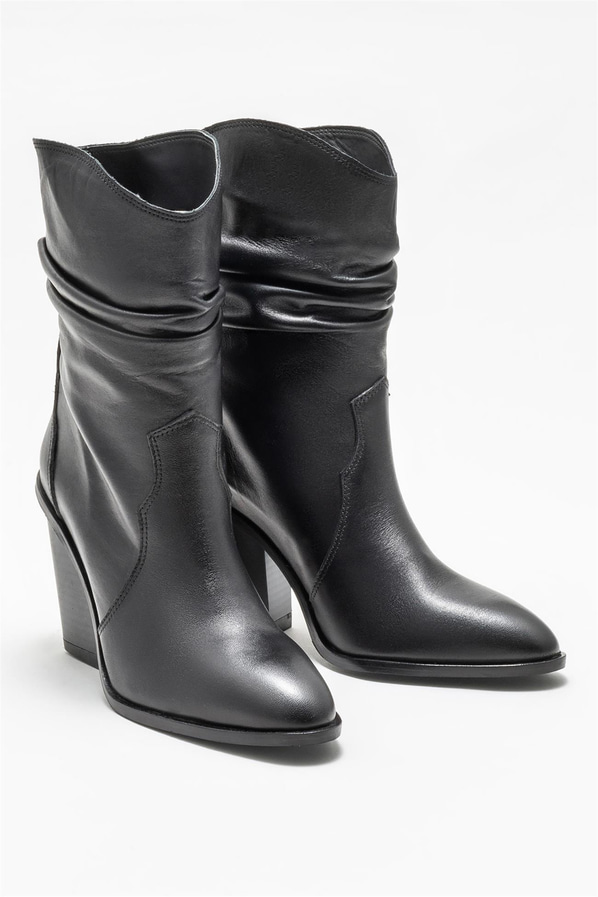 Siyah deri kadın bot - Elle Shoes