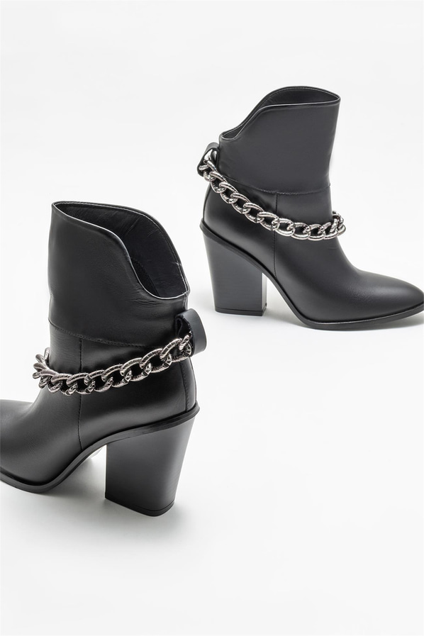 Siyah deri kadın bot - Elle Shoes