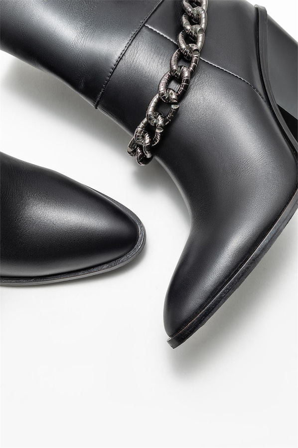 Siyah deri kadın bot - Elle Shoes