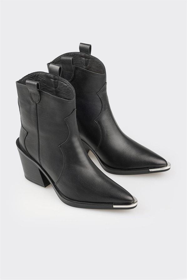 Siyah deri kadın bot - Elle Shoes