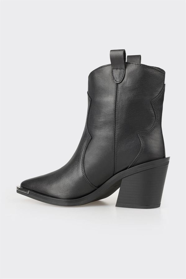 Siyah deri kadın bot - Elle Shoes