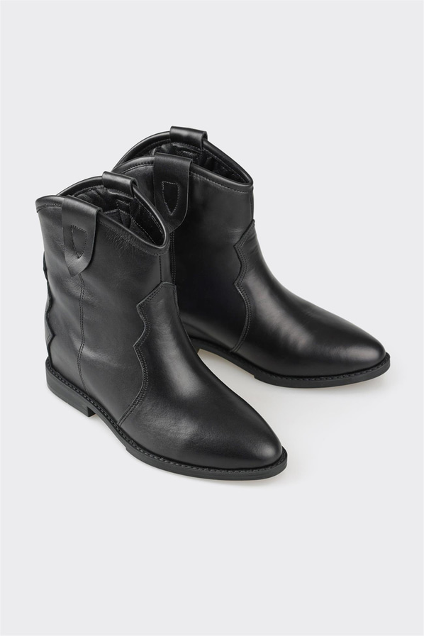 Siyah deri kadın bot - Elle Shoes