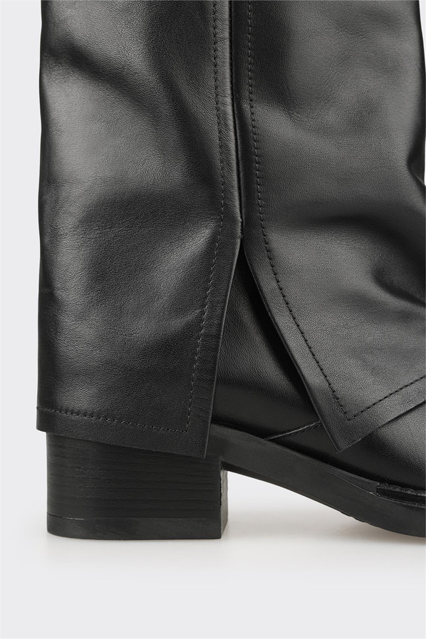 Siyah Deri Kadın Western Çizme