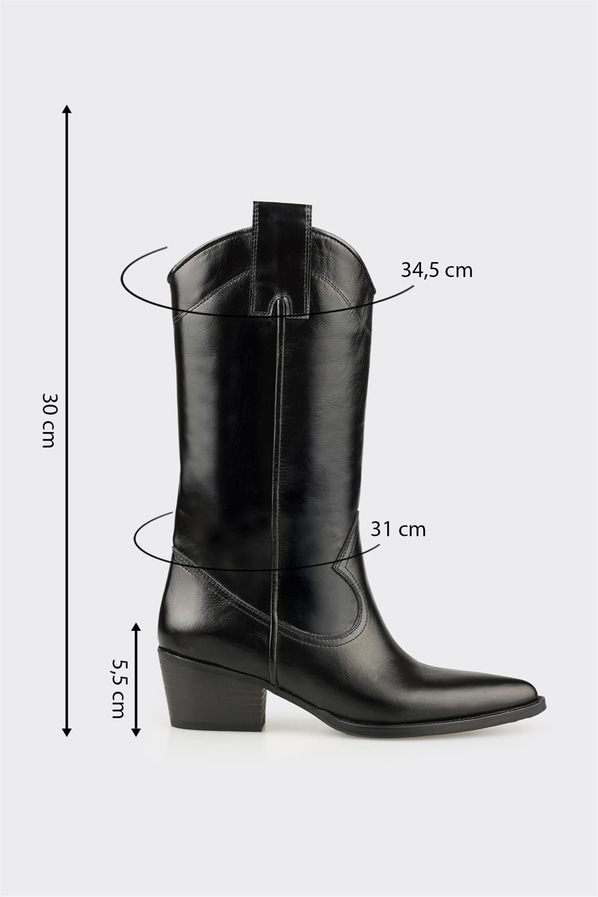 Siyah deri yumuşak dokulu örgü kadın çizme, ofis stili için - Elle Shoes