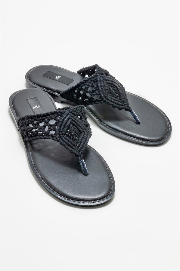 Siyah kadın düz terlik - Elle Shoes