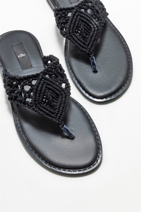 Siyah kadın düz terlik - Elle Shoes