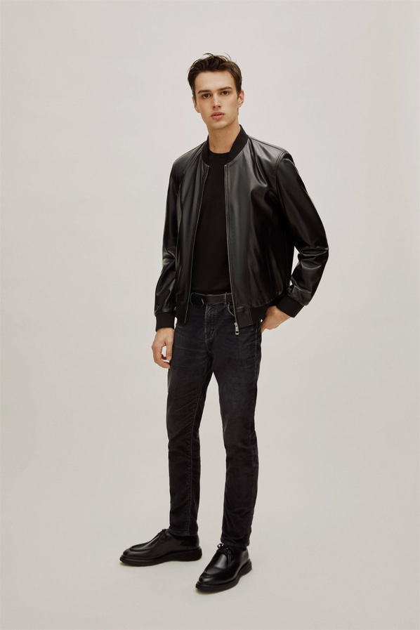 Siyah deri erkek bomber ceket - Elle Shoes