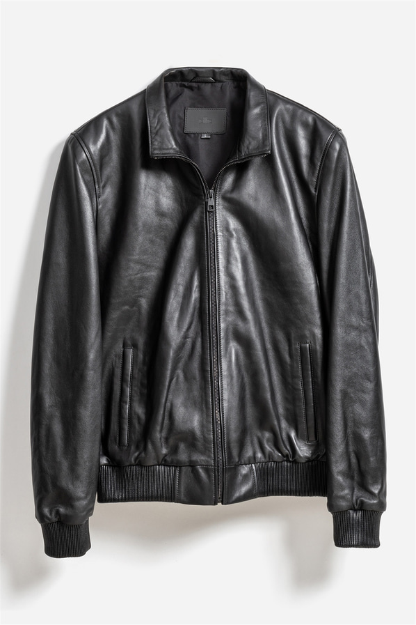 Siyah deri erkek bomber ceket - Elle Shoes