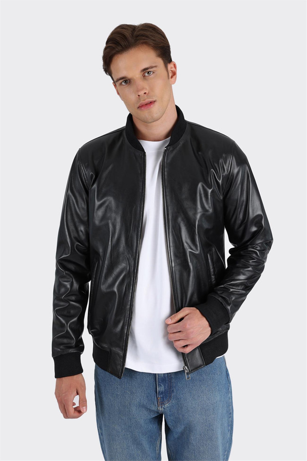 Siyah Erkek Deri Ceket