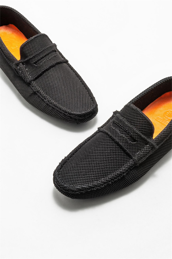 Siyah erkek loafer, günlük kullanım için - Elle Shoes