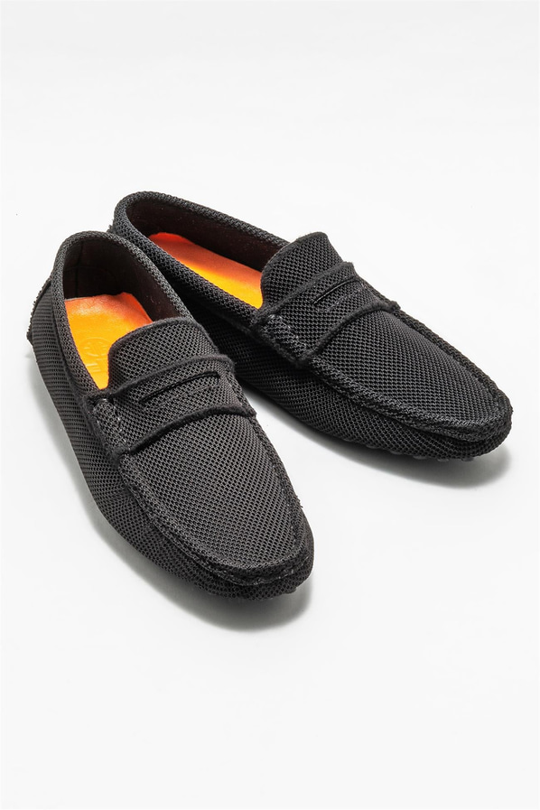 Siyah erkek loafer, günlük kullanım için - Elle Shoes