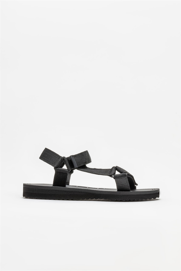 Siyah erkek sandalet, günlük kullanım için - Elle Shoes
