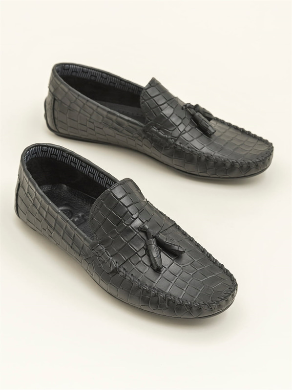 Siyah Hakiki Deri Erkek Loafer