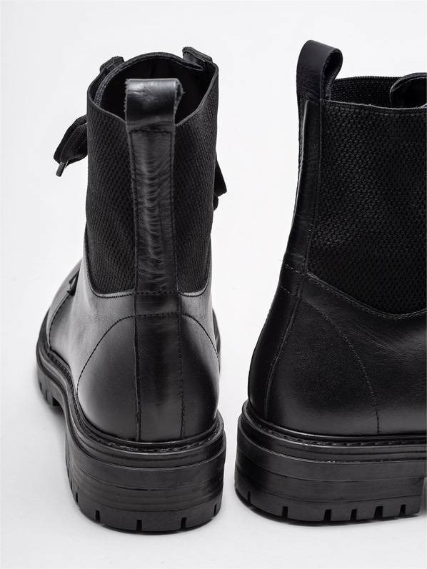 Siyah deri kadın bot - Elle Shoes