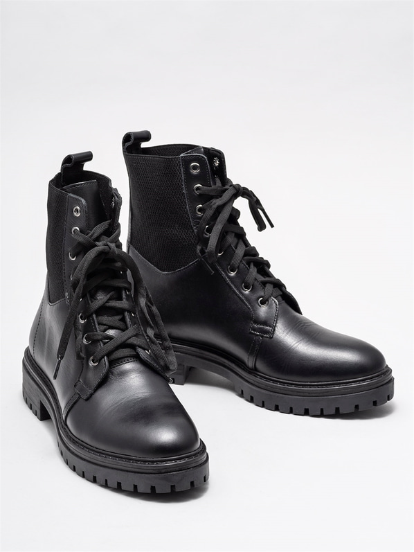 Siyah deri kadın bot - Elle Shoes