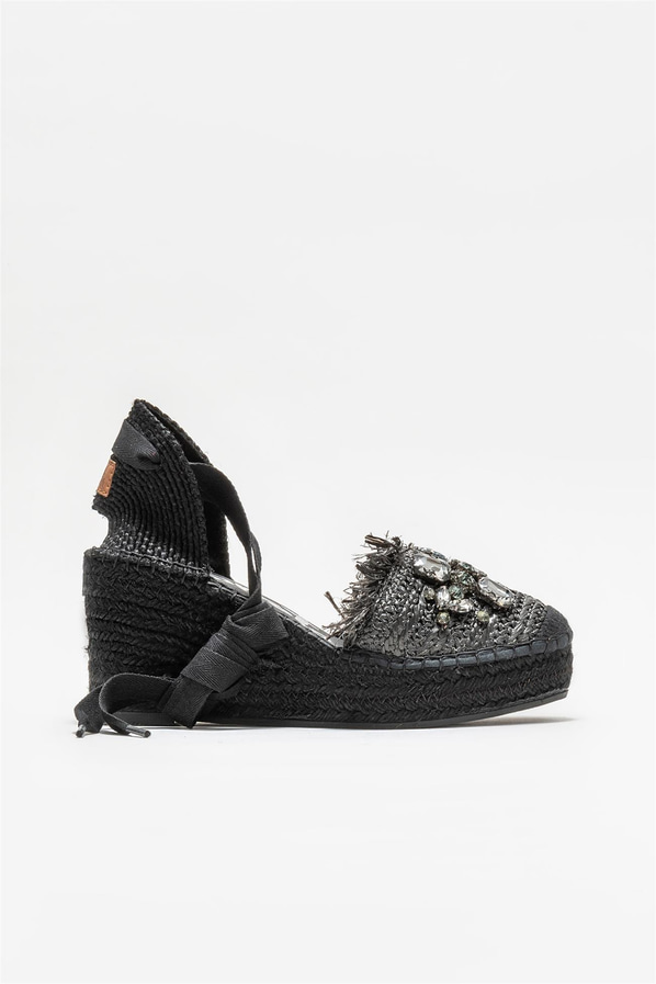 Siyah dolgu topuklu kadın ayakkabı - Elle Shoes