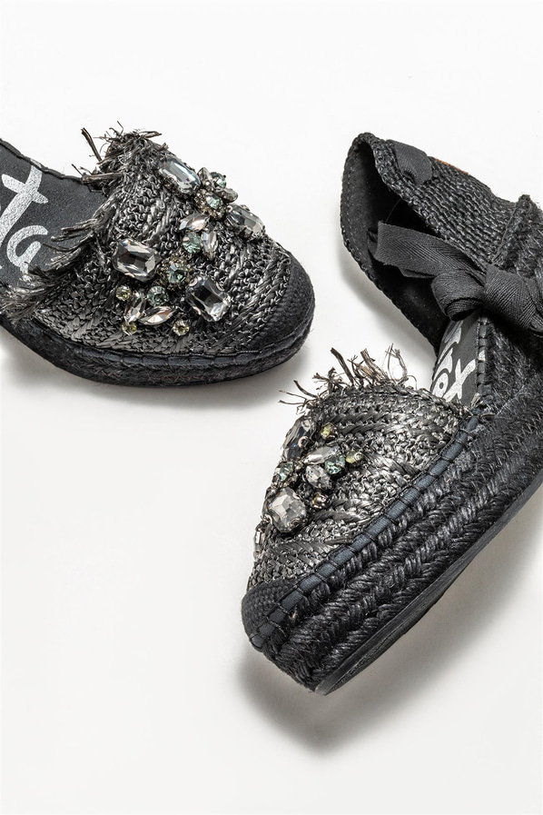Siyah dolgu topuklu kadın ayakkabı - Elle Shoes