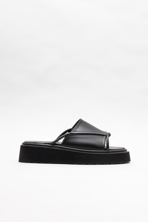 Siyah dolgu topuklu kadın terlik - Elle Shoes