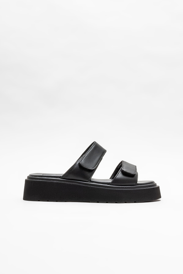 Siyah dolgu topuklu kadın terlik - Elle Shoes