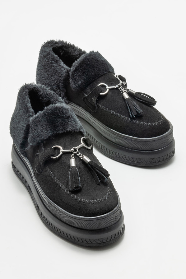 Siyah düz kadın ayakkabı - Elle Shoes