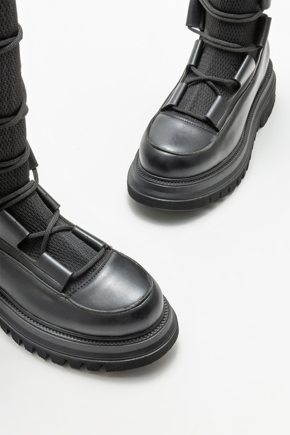 Siyah düz kadın çizme - Elle Shoes