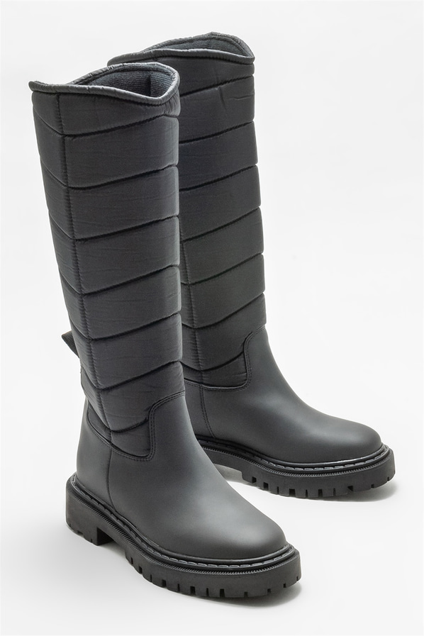 Siyah düz kadın çizme - Elle Shoes